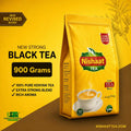 A 430 gram stand-up pouch of Nishaat Tea (Black Tea Blend) on a yellow and brown graphic background with text highlighting 'New Strong Black Tea' and '430 Grams'.